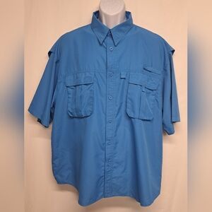 Canyon Creek 2XL Blue Button Down Shirt Short Sleeve Front Cargo Style Pockets